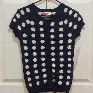 Modcloth blue and white polka dot top